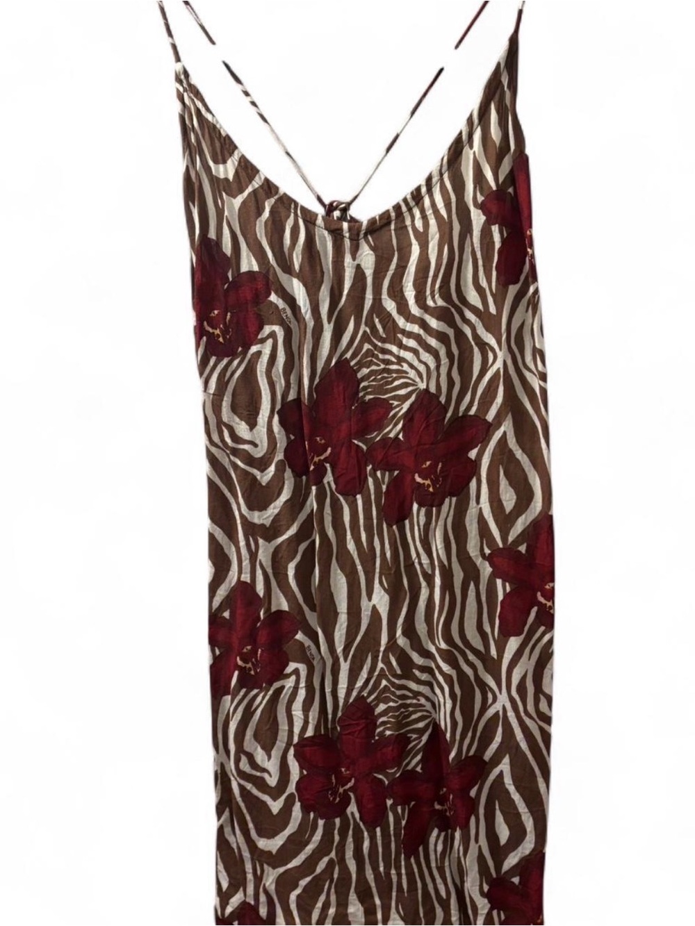 Benoa Swim Brown Zebra Print Mini Dress with Burgundy Floral Accents
